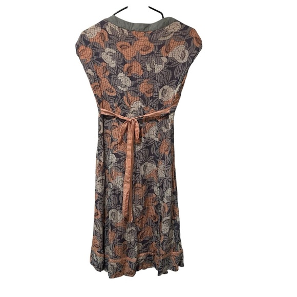 Monsoon Blue and Orange Leaf Print Midi Dress Size 8 - Picture 2 of 7